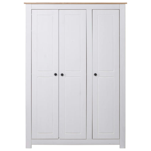 Maison Madeleine -  3Door Wardrobe White 118x50x171.5 cm Pine Panama Range